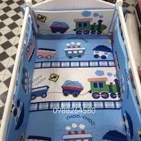 Bộ sản phẩm Đệm-Ga-Quây cũi cho bé mẫu ô tô giao thông
