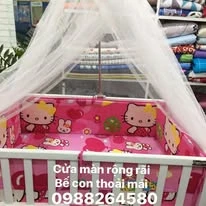 Bộ sản phẩm Đệm-Ga-Quây cũi cho bé mẫu mèo Kitty hồng