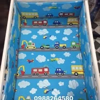 Bộ sản phẩm Đệm-Ga-Quây cũi cho bé mẫu ô tô cần cẩu