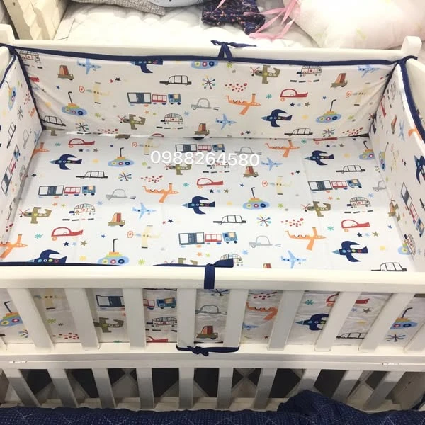 Bộ sản phẩm Đệm-Ga-Quây cũi cho bé mẫu Ô tô máy bay xinh