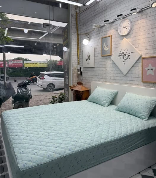 Bộ chăn ga gối hoa nhí xanh xinh lắm ạ vải Modal bột gỗ sồi