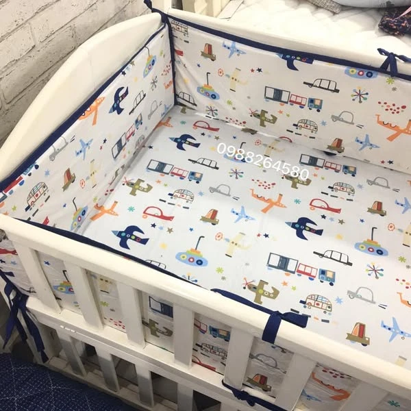 Bộ sản phẩm Đệm-Ga-Quây cũi cho bé mẫu Ô tô máy bay xinh