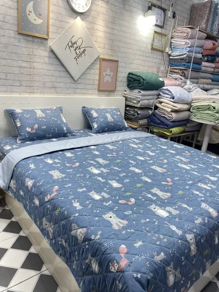 Bộ chăn ga gối hình thú cưng Lụa Modal Hàn Quốc