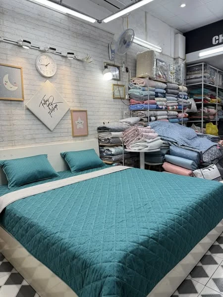 Bộ chăn ga gối mẫu họa tiết xanh xjnh lắm