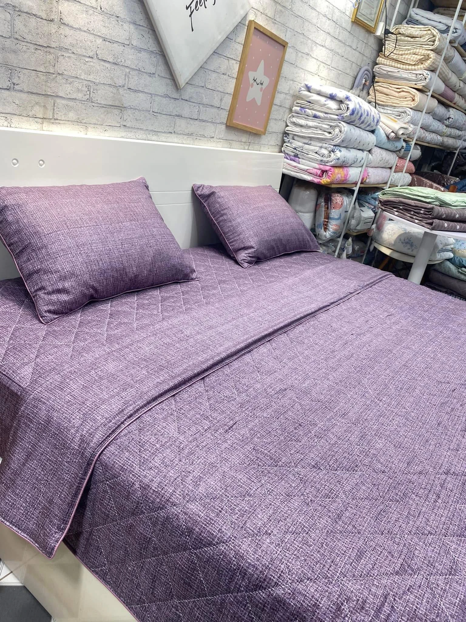 Bộ chăn ga gối tone tím vải Modal bột gỗ sồi