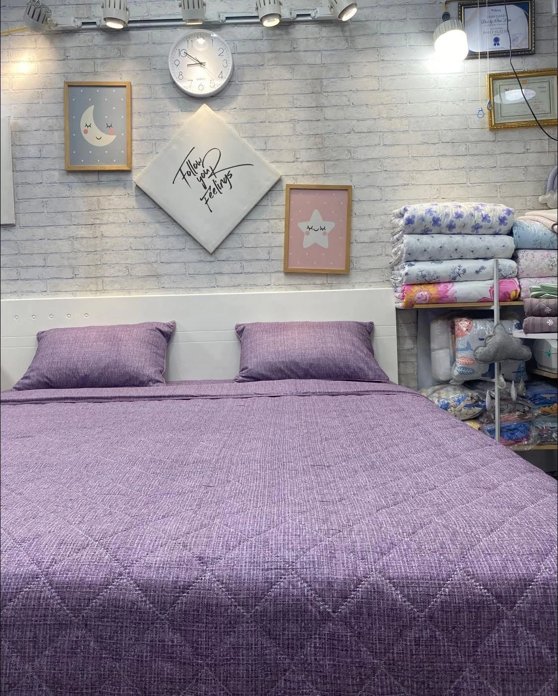 Bộ chăn ga gối tone tím vải Modal bột gỗ sồi