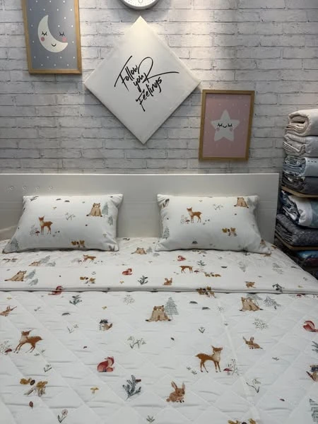 Bộ chăn ga gối Lụa Modal Hàn Quốc mẫu thú xinh