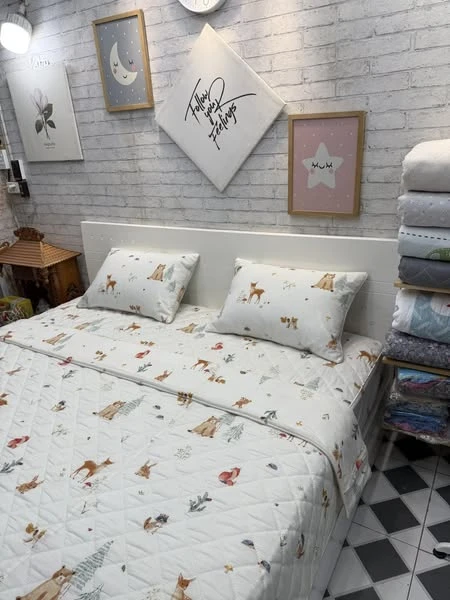 Bộ chăn ga gối Lụa Modal Hàn Quốc mẫu thú xinh