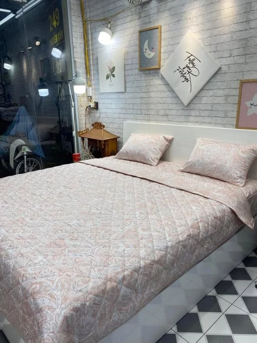 Bộ chăn ga gối hoa văn* cotton Hàn Quốc