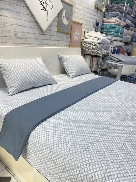 Bộ chăn ga gối Lụa Modal Hàn Quốc caro ghi