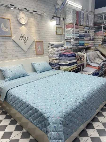 Bộ chăn ga gối cotton Hàn Quốc mẫu xanh xjnh lắm ạ