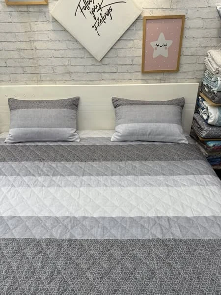 Bộ chăn ga gối Lụa Modal Hàn Quốc kẻ ghi mát dịu