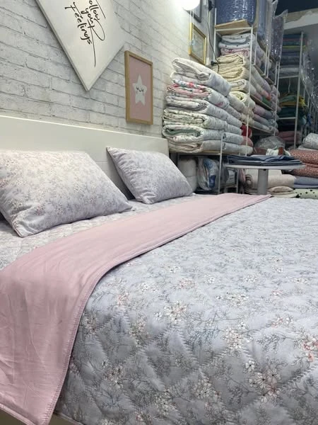 Bộ chăn ga gối Lụa Modal Hàn Quốc hoa ghi phối hồng