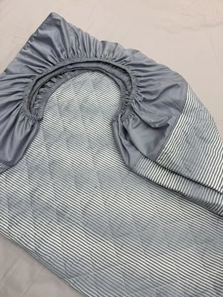 Set 1 ga chun chần bông sz 150cm x 200cm x 2 vỏ gối nằm sz 45cm X 65cm vân xước xanh