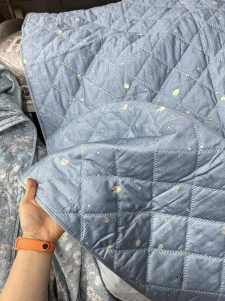 Bộ chăn ga gối cotton Hàn Quốc xanh da trời