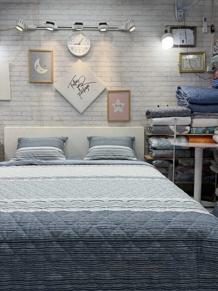 Bộ chăn ga gối Lụa Modal Hàn Quốc mẫu kẻ xinh