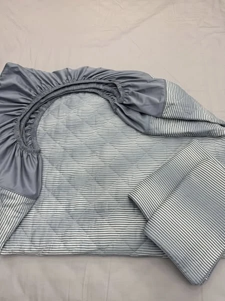 Set 1 ga chun chần bông sz 150cm x 200cm x 2 vỏ gối nằm sz 45cm X 65cm vân xước xanh