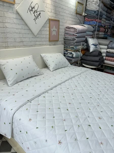 Bộ chăn ga gối Lụa Modal Hàn Quốc hoa nền trắng tinh khôi