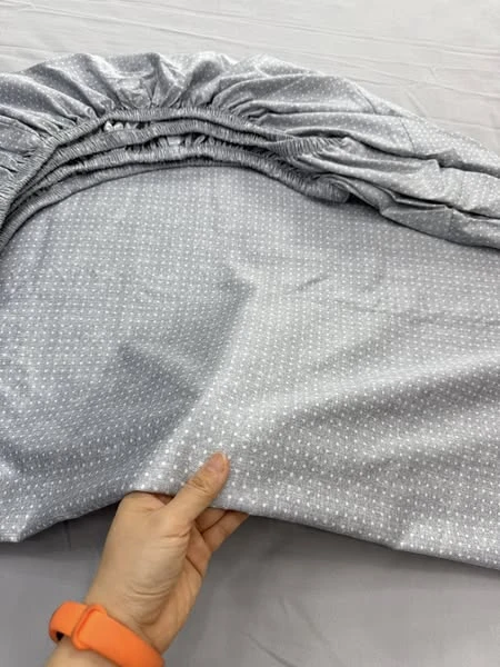 Ga chun Lụa modal không trần màu ghi hình chấm bi