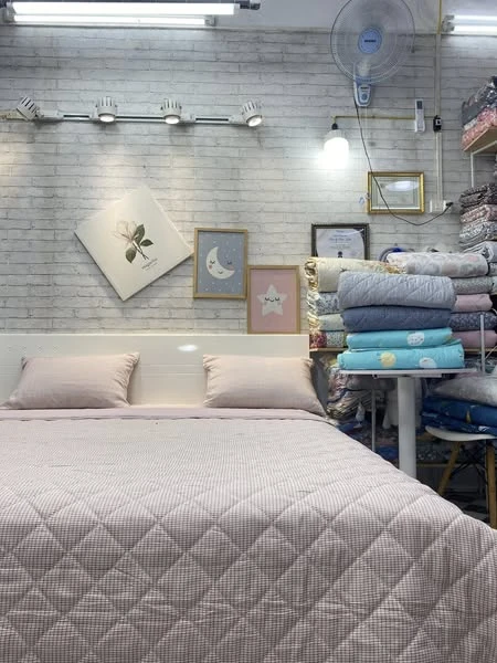 Bộ chăn ga gối Lụa Modal Hàn Quốc kẻ phối hồng