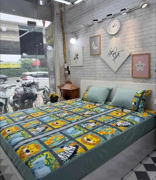 Sale 1 ga chun chần bông cotton sz 180cm x 200cm + 2 Vỏ gối 45*65cm