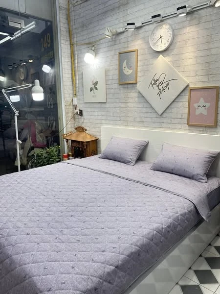 Bộ chăn ga gối Lụa Modal Hàn Quốc mẫu hoa nền tím
