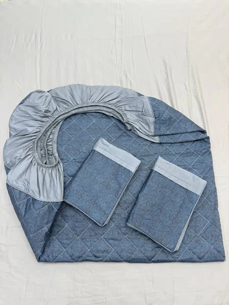 Sale 1 ga chun chần bông cotton sz 160cm x 200cm + 2 Vỏ gối 45*65cm mẫu xanh chân phối