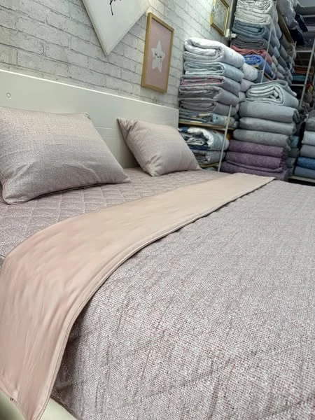 Bộ chăn ga gối cotton Hàn Quốc Vân kết Hồng ghi xjnh lắm