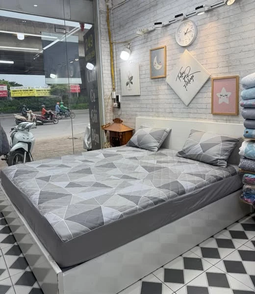 Sale 1 ga chun chần bông cotton sz 180cm x 200cm + 2 Vỏ gối 45*65cm khối 3D