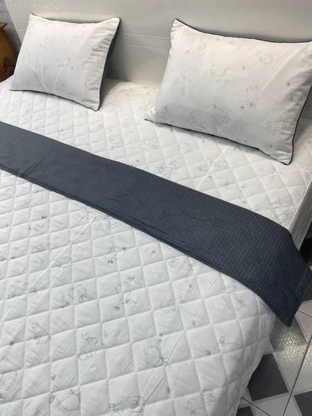 Bộ chăn ga gối Lụa Modal Hàn Quốc họa tiết thỏ trắng xinh lắm ạ