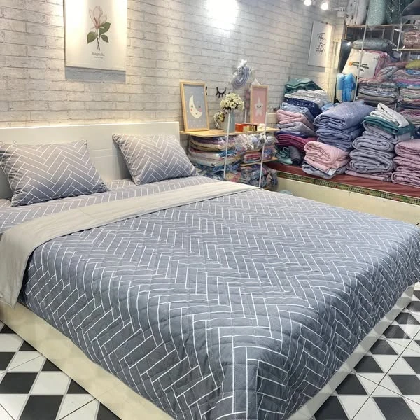 Bộ chăn ga gối cotton Hàn Quốc mẫu khối đẹp