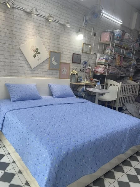 Bộ chăn ga gối Lụa Modal Hàn Quốc mây xanh mềm mịn mát