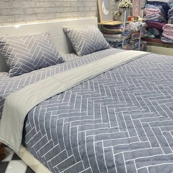 Bộ chăn ga gối cotton Hàn Quốc mẫu khối đẹp