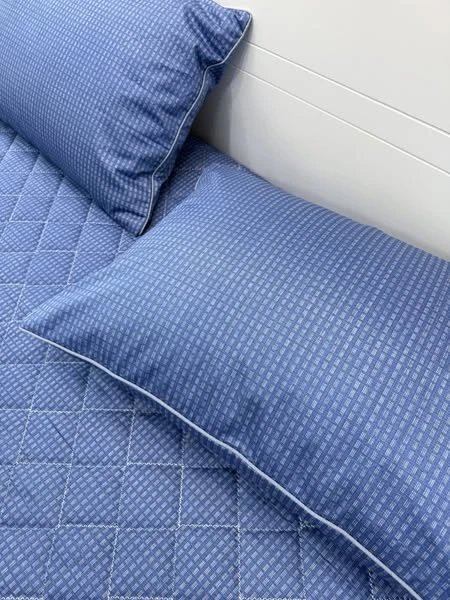 Bộ chăn ga gối cotton Hàn Quốc kẻ ô xanh