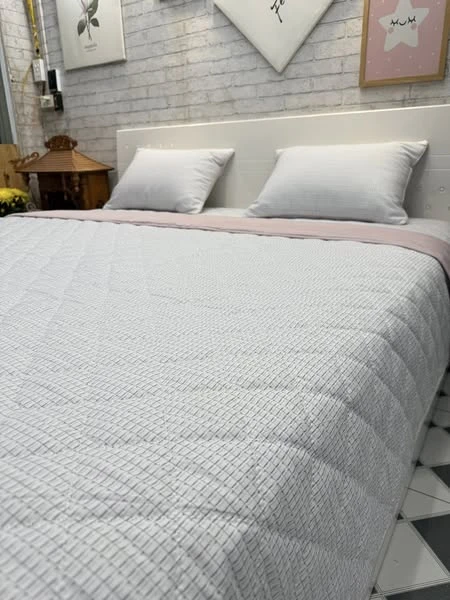 Bộ chăn ga gối Lụa Modal Hàn Quốc kẻ Hồng xjnh lắm ạ