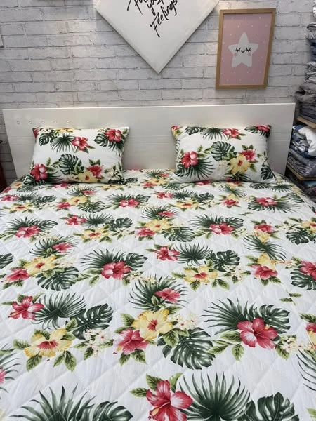 Sale 1 ga chun chần bông lụa modal sz 180cm x 200cm + 2 Vỏ gối 45*65cm hoa xinh