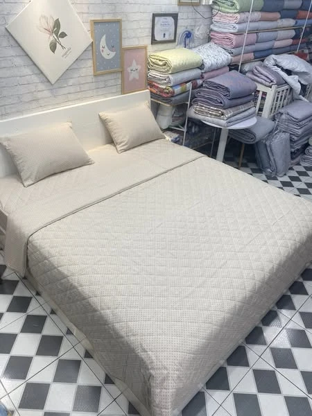 Bộ chăn ga gối Lụa Modal Hàn Quốc xước ô nhỏ