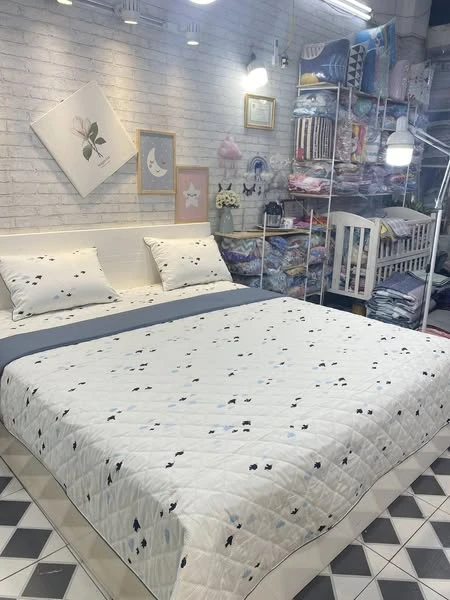 Bộ chăn ga gối Lụa Modal Hàn Quốc mẫu mây trắng