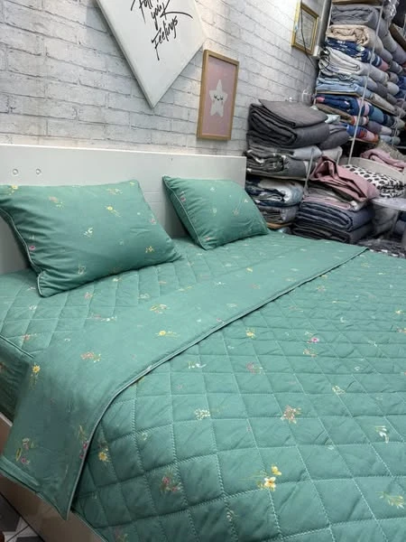 Bộ chăn ga gối Lụa Modal Hàn Quốc xanh