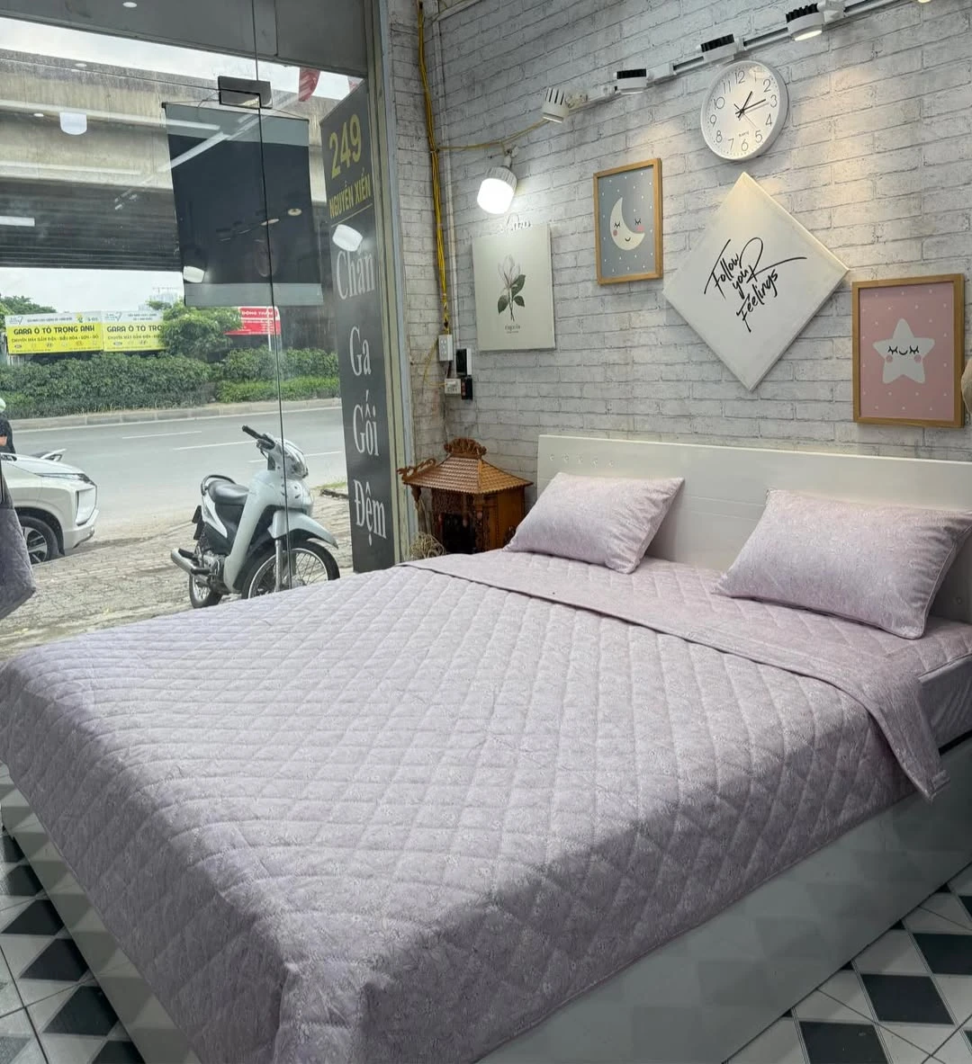 Bộ chăn ga gối cotton Hàn Quốc hoa nhí Hồng xjnh lắm ạ.