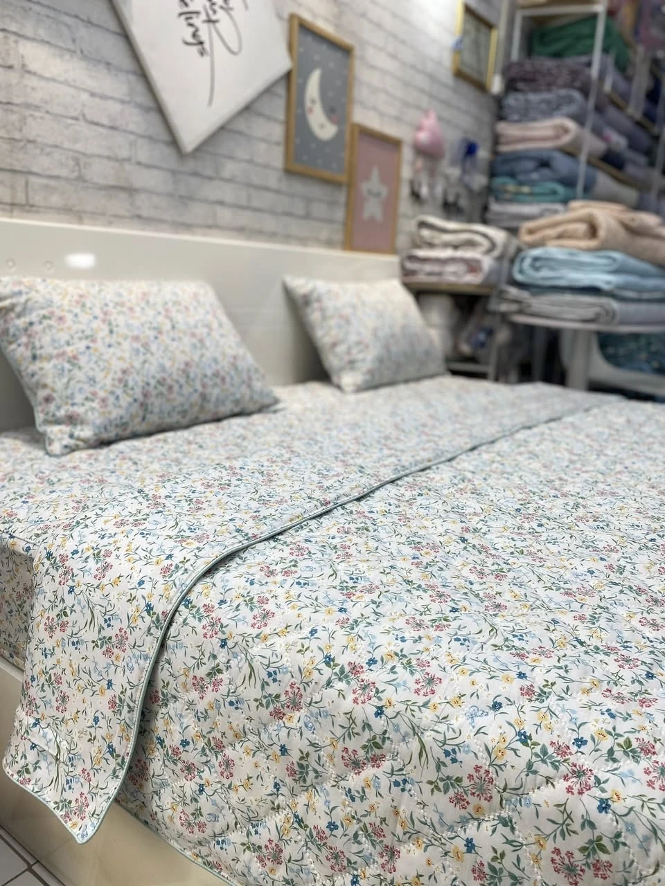 Bộ chăn ga gối Lụa Modal Hàn Quốc hoa nhí xanh xinh ah