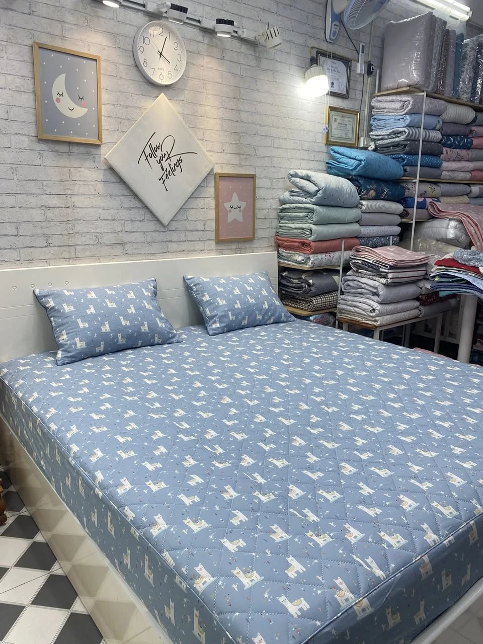 Set chăn ga gối trần bông mẫu thú cưng xinh Modal bột gỗ sồi Hàn Quốc