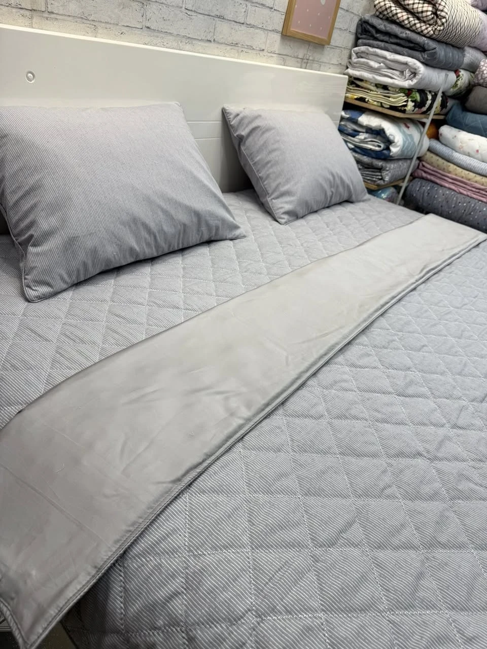 Bộ chăn ga gối cotton Hàn Quốc kẻ tăm