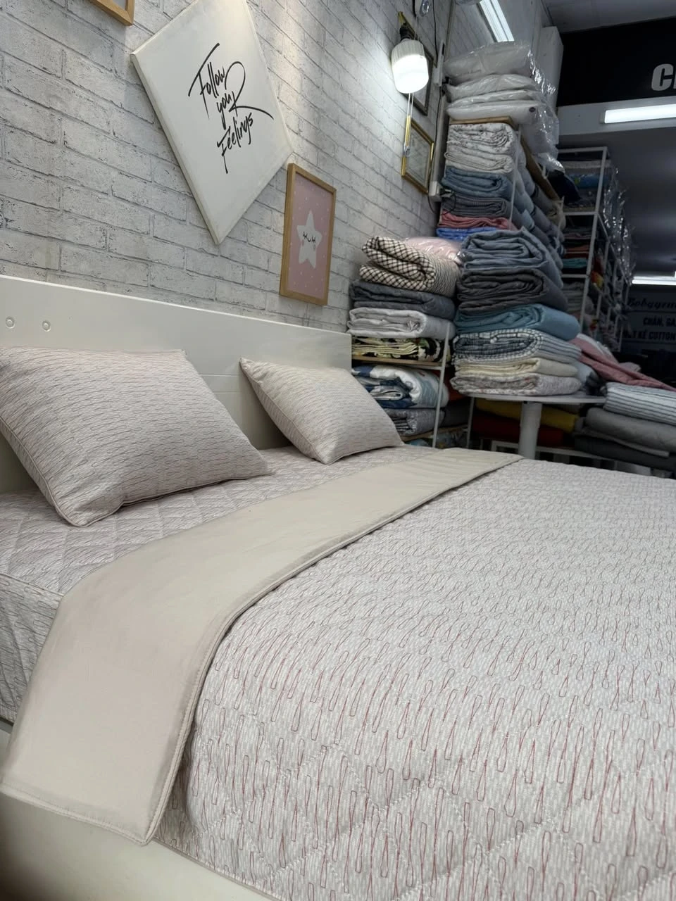 Bộ chăn ga gối Lụa Modal Hàn Quốc vân xước hồng xinh