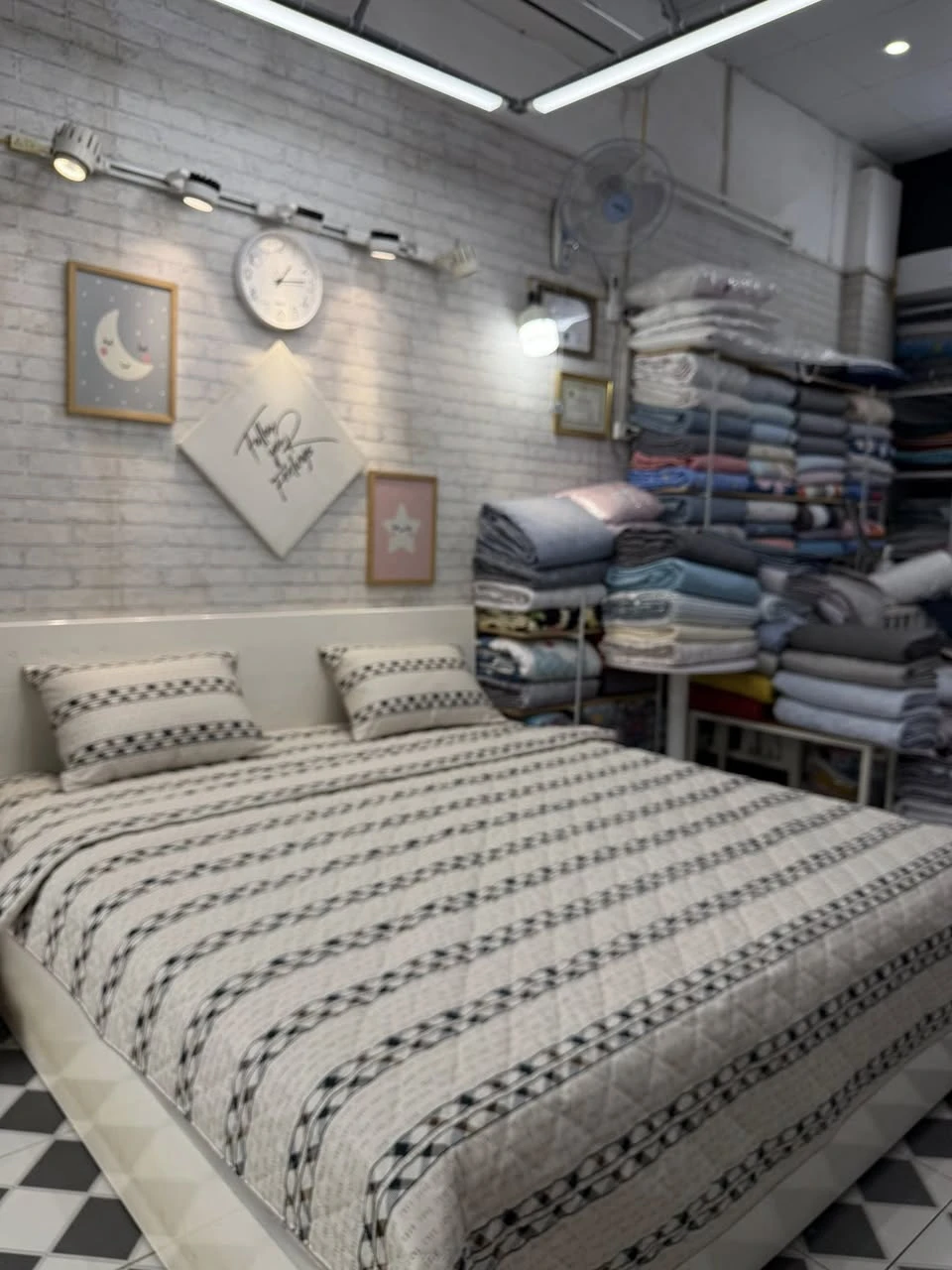 Bộ chăn ga gối cotton Hàn Quốc kẻ ngang