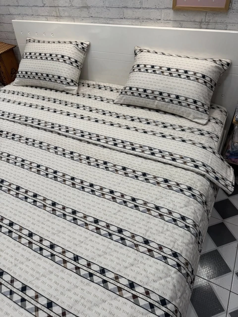 Bộ chăn ga gối cotton Hàn Quốc kẻ ngang