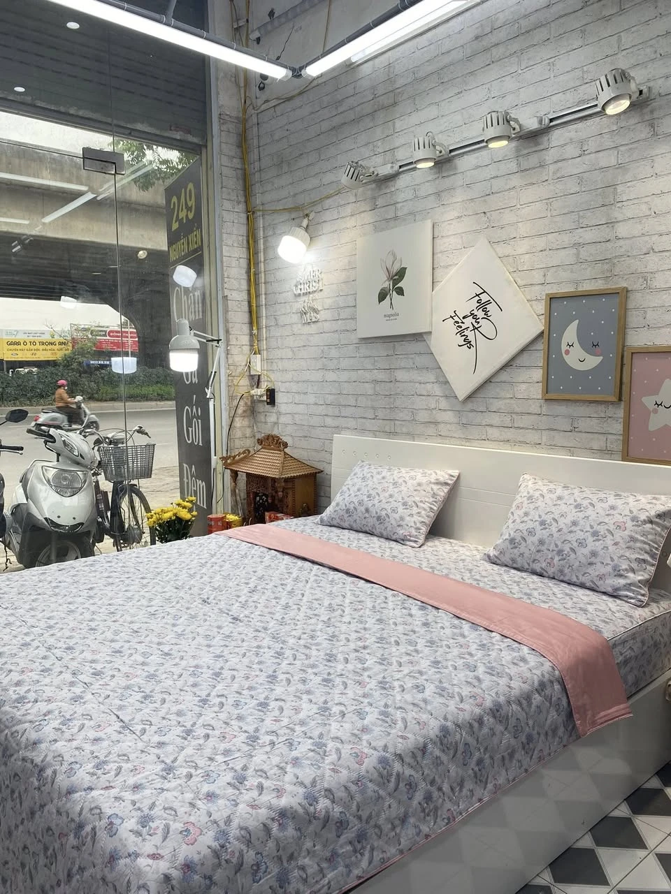 Bộ chăn ga gối Lụa Modal Hàn Quốc hoa phối hồng xinh