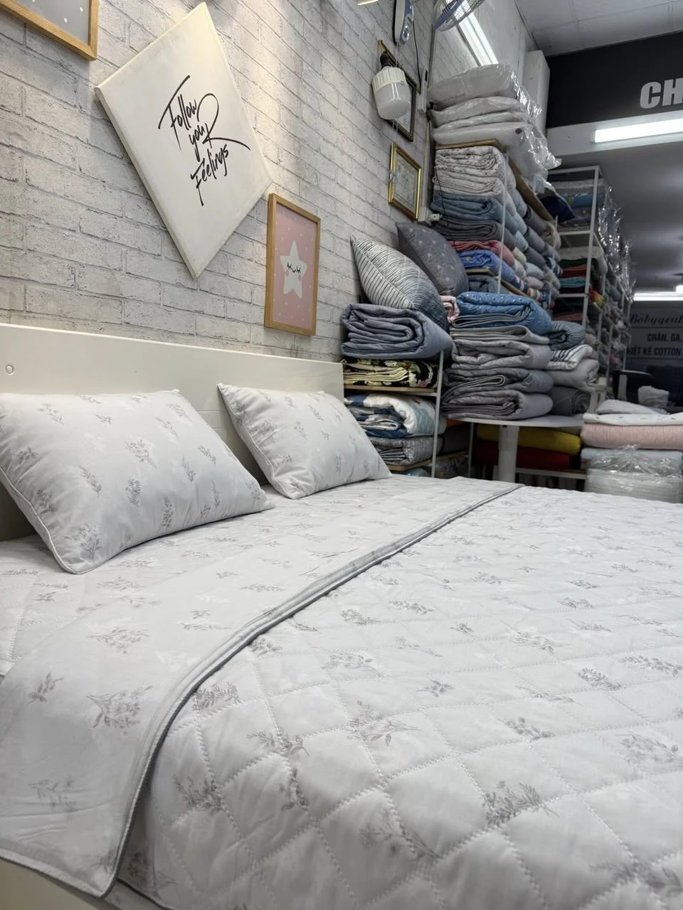 Bộ chăn ga gối Lụa Modal Hàn Quốc hoa lá ghi