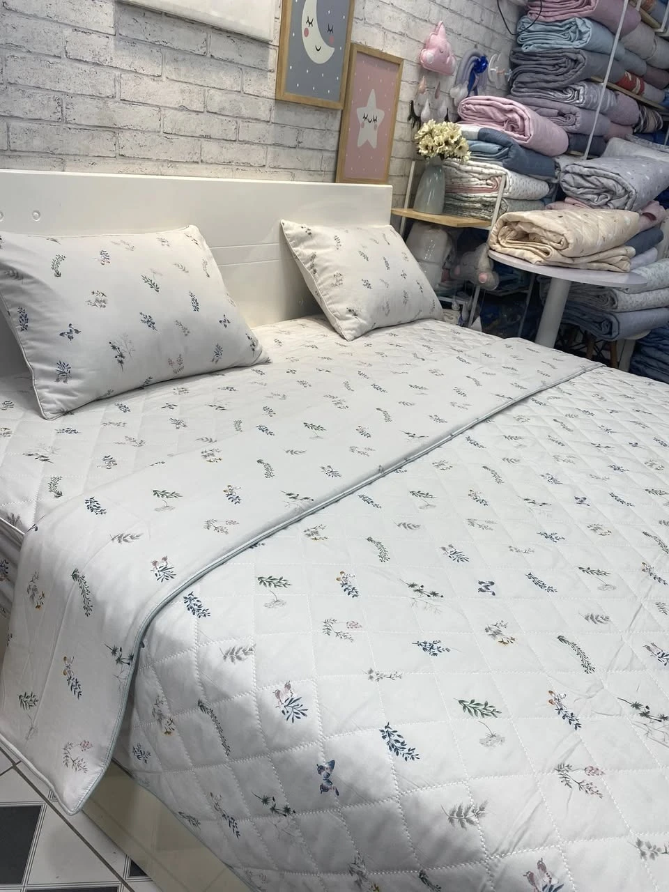 Bộ chăn ga gối Lụa Modal Hàn Quốc lá xinh