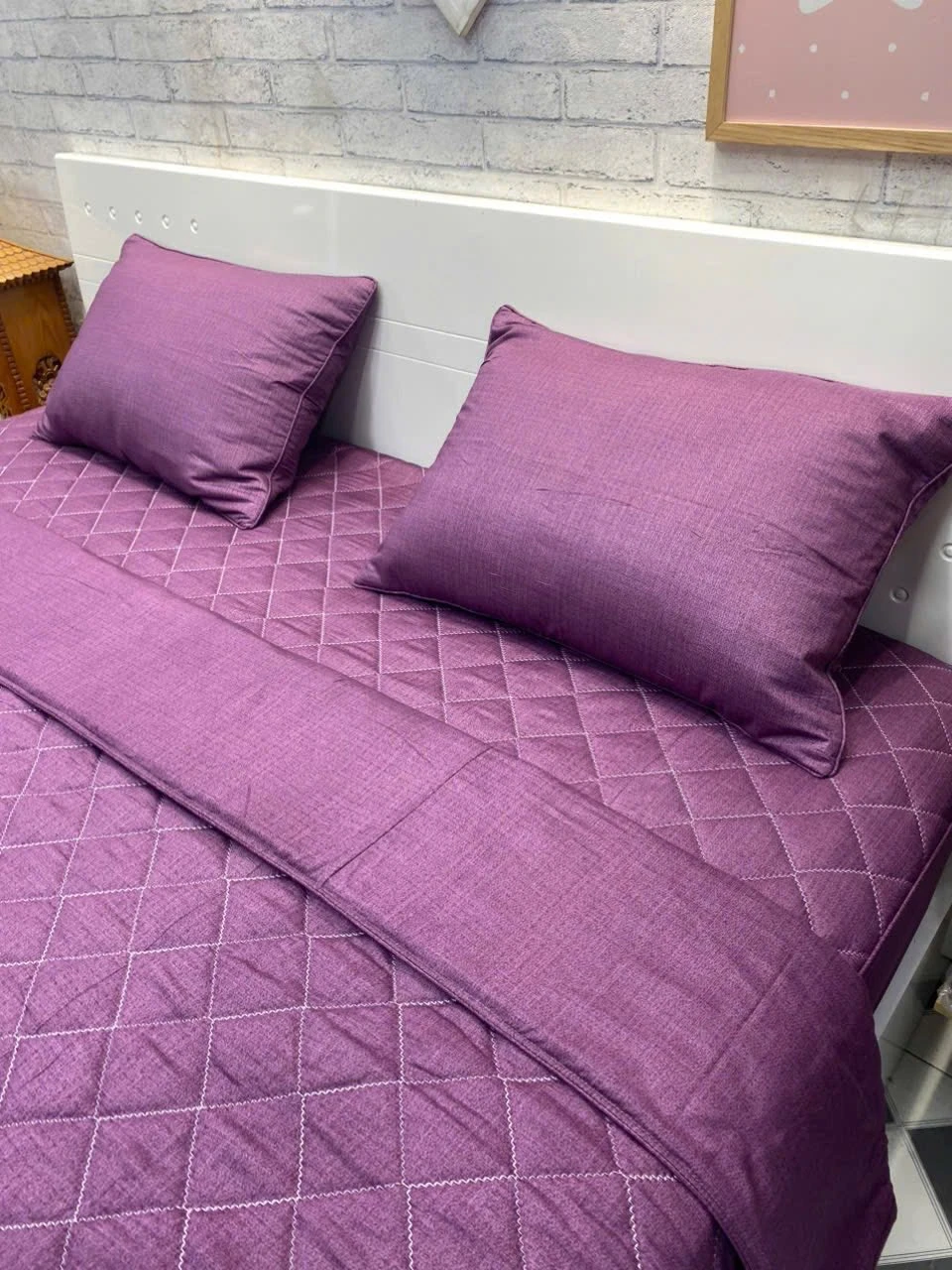Bộ chăn ga gối Lụa Modal Hàn Quốc tím huế